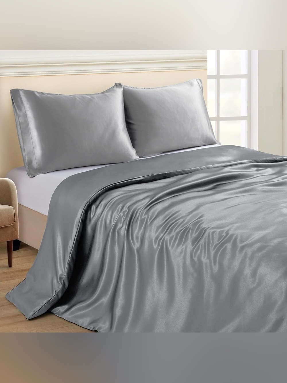 Silver Satin Weighted Blanket Duvet Cover – 48” x 72”